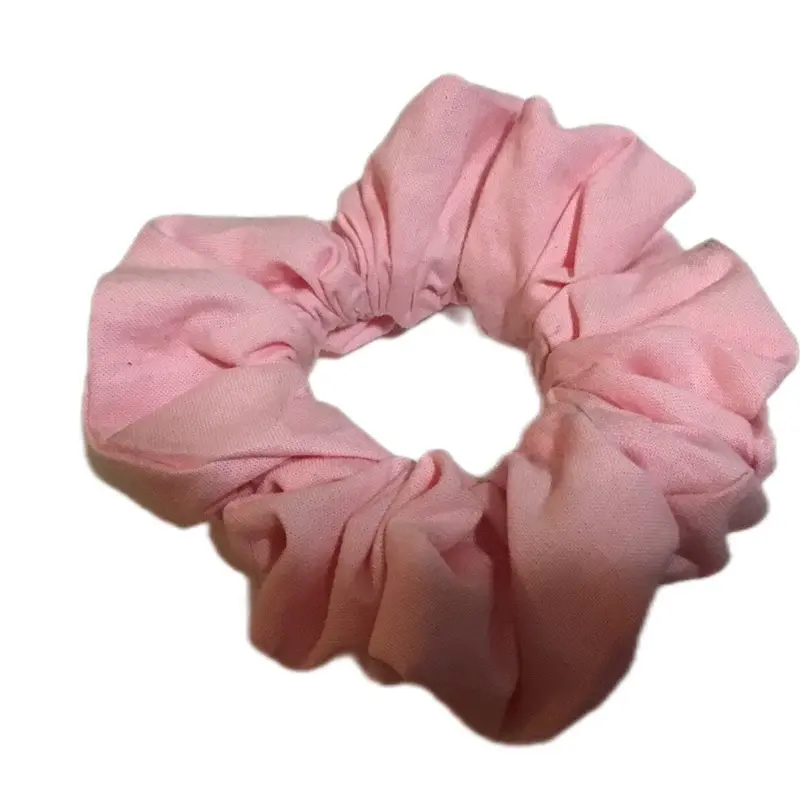Simple Pink Cotton Scrunchie - Soft Fabric, Ideal for Styling Hair, Versatile Design