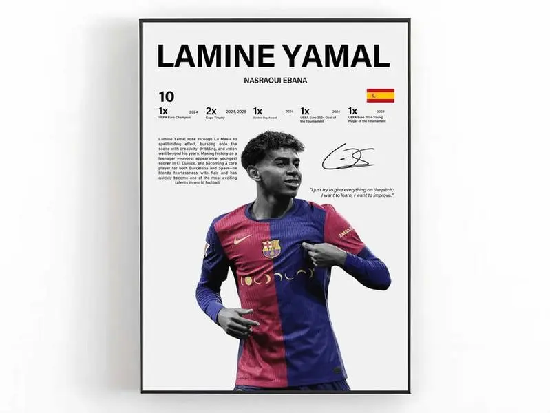 Lamine Yamal Poster Print Unframed Football Wall Art Soccer Print Sports Room Decor Fan Gift