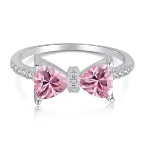 925 Sterling Silver Sparkling Pink Bow Ring,Fit Charm Necklaces,Woman Fashion Jewelry,Fashion Jewelry,Gift For Her Style