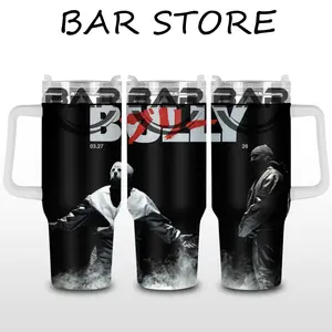[Bar] Ye - Bully Album 2026 40oz Stainless Steel Tumbler with Handle – Ye Fans Hip Hop Fan Insulated Mug, Bully Rap Album Street Style Cup, Leakproof Travel Gift