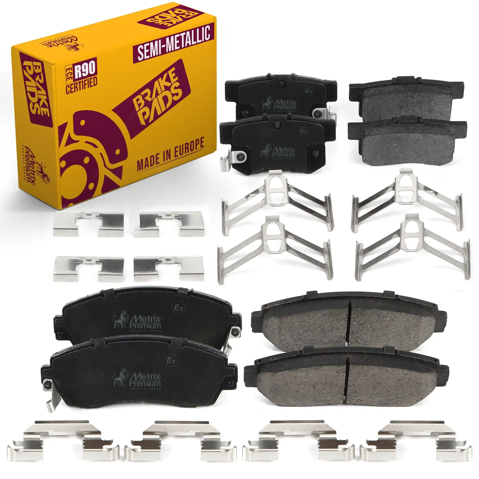 2 PC Front & Rear Semi-Metallic Disc Brake Pad Set 96207MT