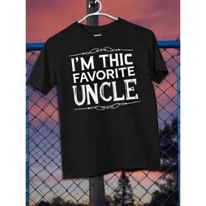 Men'S Funny for family T-Shirt - "I'm the Favorite Uncle" Graphic Tee - Black Shirt with White Lettering - Soft Stretch Fabric - Everyday Casual Shirt for Family Events, Birthday Gifts - Unisex Apparel for Men & Women - Machine Washable Round Neck T