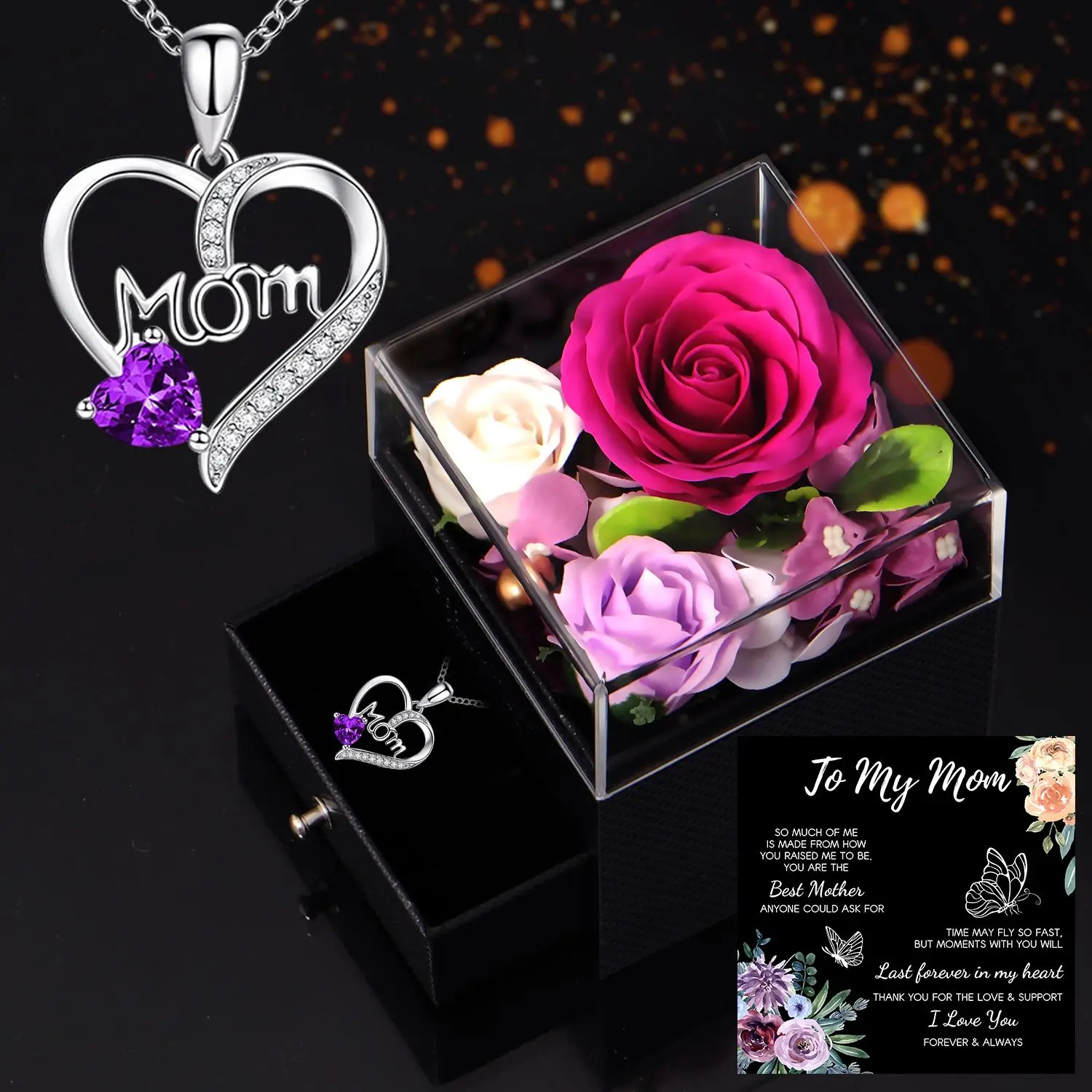 Black Box with Mom Heart Necklace