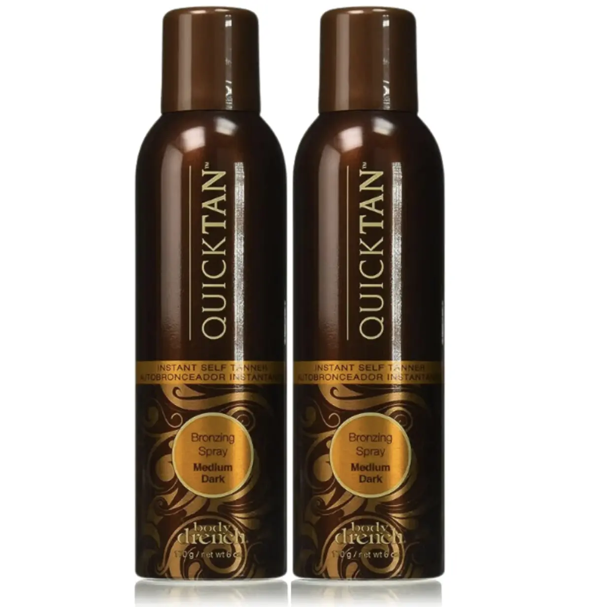 Body Drench | QuickTan Instant Self Tanner Bronzing Spray (2 x Pack) Salon-Quality Medium/Dark Tan, Streak-Free, Tinted Formula, 2 x 6 oz