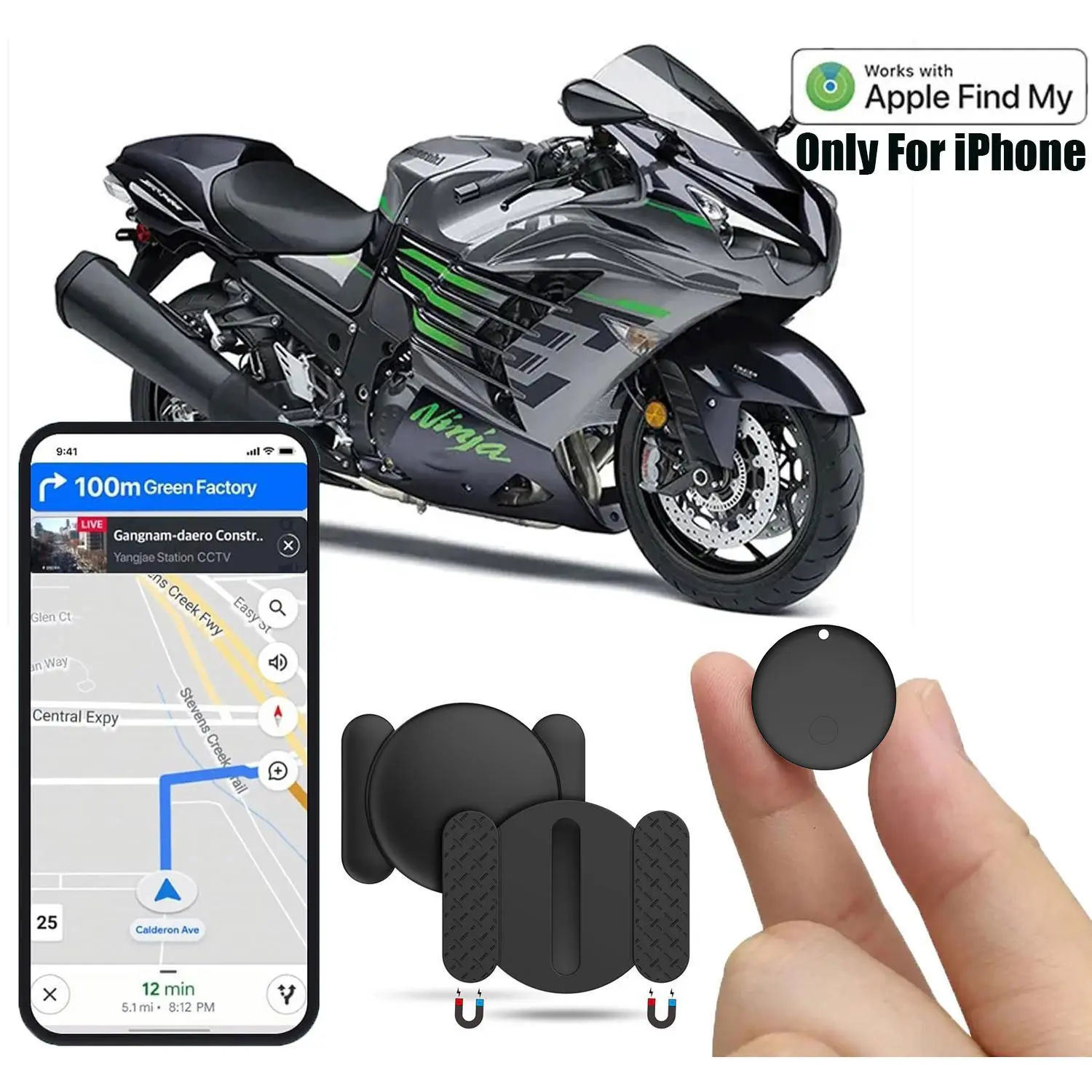 Magnetic GPS Tracker, Wireless Positioning Tracker with Adhesive Silicone Cover, Anti-lost Hidden Air Tag, Finder Tag, Smart Tracking Tag for Car, Bike, Motorcycle, Smart & Wearable Devices