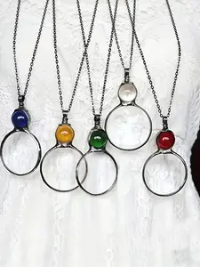 1pc Metal Round Magnifying Glass Pendant Reader,Reading Magnifying Glass Pendant, Sweater Chain, Pendant Lens Pendant Necklace, Fashionable Mother's Day Gift ,Jewelry decoration, Exquisite Jewelry Gift