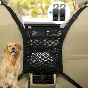 Bark Lover Dog Car Net Barrier Seat Back Organizer, Car Mesh Pet Barrier of Backseat for Pets Kids, Purse Storage & Pocket, Large Capacity Handbag Holder for Car