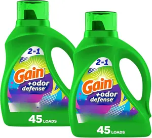 Gain + Odor Defense Liquid Laundry Detergent 2-Pack, Super Fresh Blast Scent, 65 fl oz each, 45 Loads each, HE Compatible