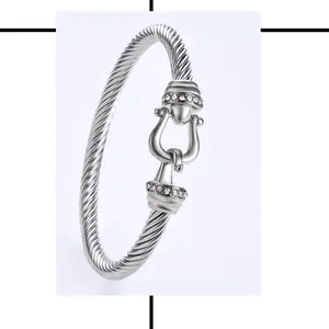 Twisted Cable Wire Bracelet with Elegant Clasp and Sparkling Accents for Stylish Accessories