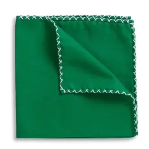 Kelly Green Linen Whipstitch Pocket Square