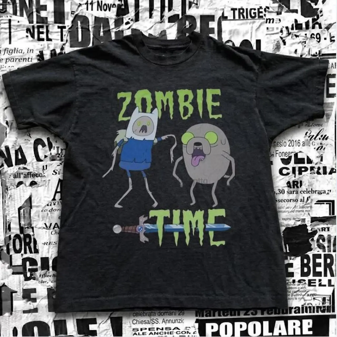 Adventure Time black unisex cotton t-shirt