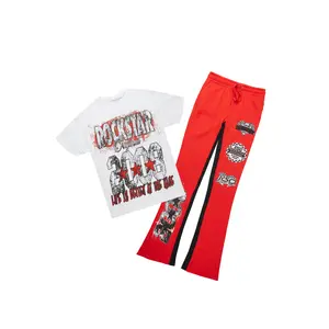 Racing Grung White/Red T-Shirt/Stacked Baggy Track Pant Set