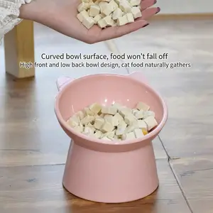 Elevated Cat Bowl with Tilted Neck Protection, Anti-Spill Pet Food and Water Dish, Elevated Feeder for Cats and Dogs, Pet Feeding Cup