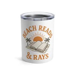 Beach Reads Tumbler, Summer Book Lover Iced Coffee Cup, Sipper Glass, 10oz, Summer Sips, Beach Days, Gifts for Readers