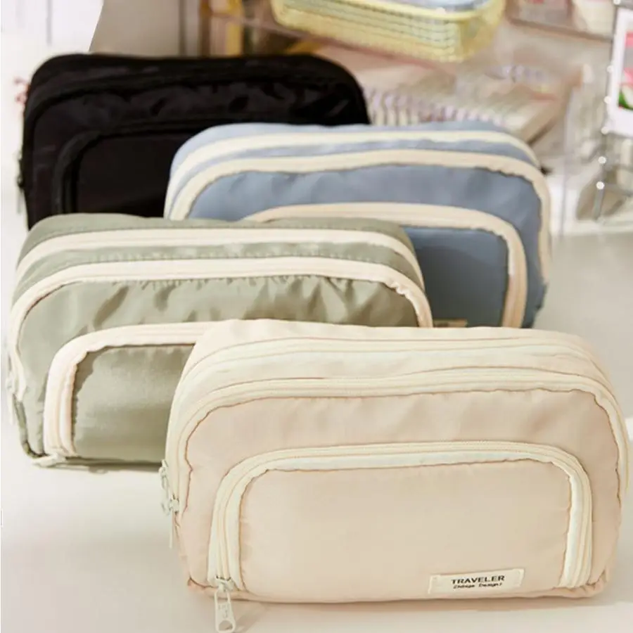 Large Capacity Pencil Bag, 1 Count Portable Multi-layer Storage Pencil Bag, Stationery Storage Bag, Desk Organizer for Office Home School, Office Stat