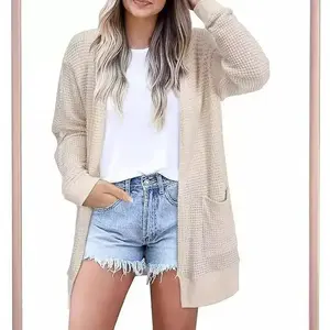 Women's Fashion Cardigan Sweater Lightweight Open Front Long Casual Beach Kimonos Outfits with Pockets