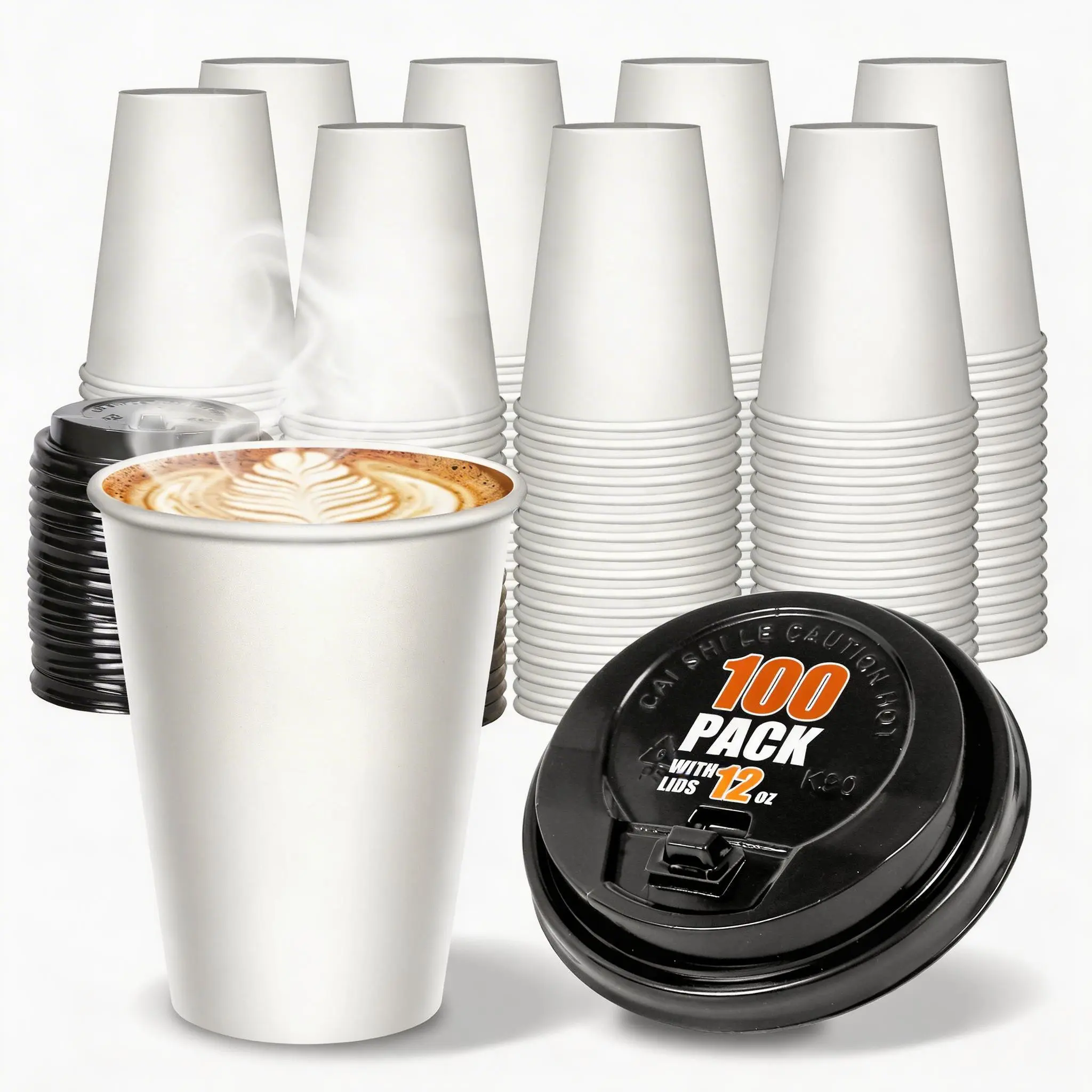 Thermo Tumbler Disposable Coffee Thermos 100-Pack 12oz Leak-Proof  Disposable Coffee Cups WithLids Thermal