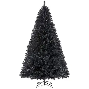 Alden Design Clear Prelit Incandescent Black Hinged Spruce Artificial Christmas Tree, 7.5' Alden Design