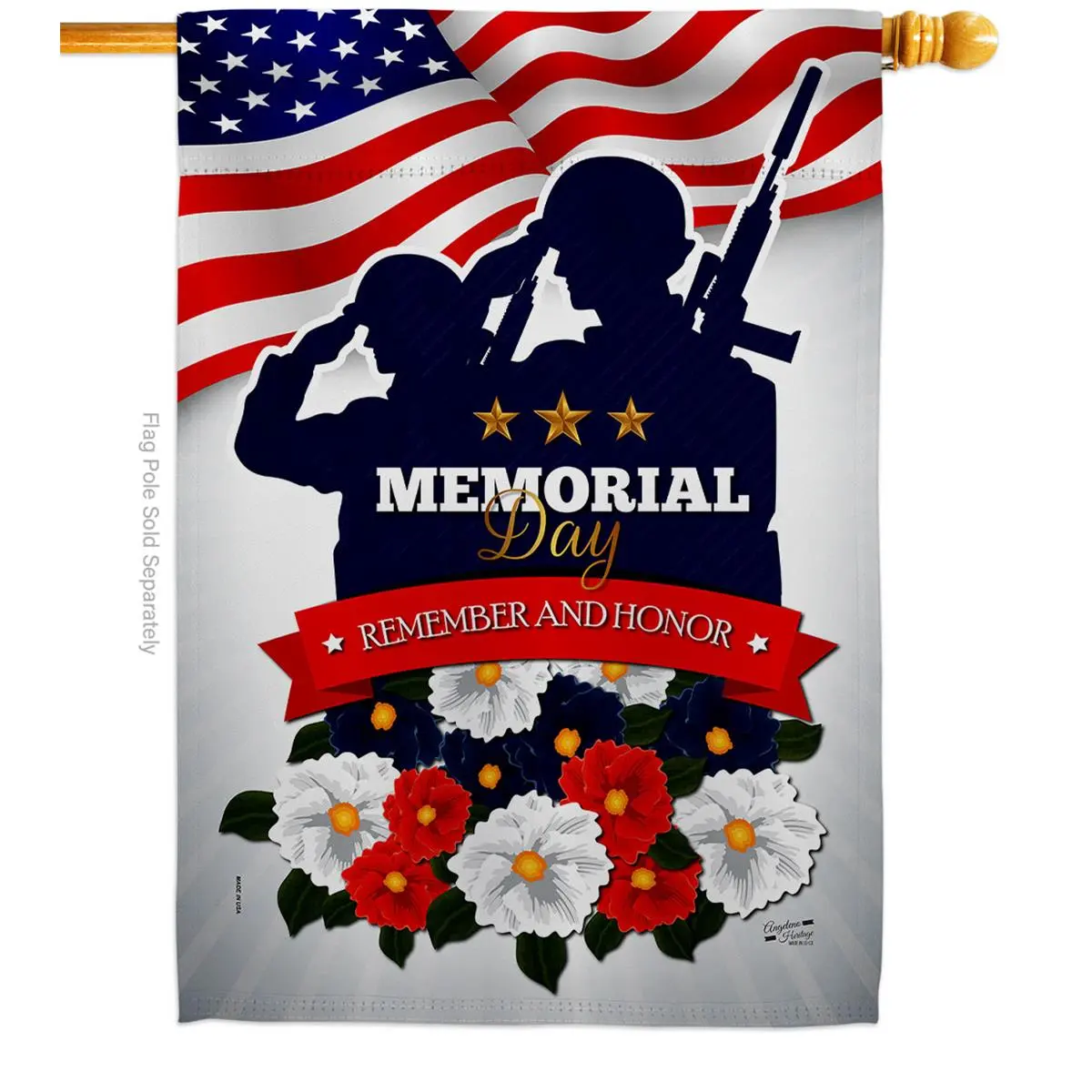 Angeleno Heritage  28 x 40 in. Remembrance of Fallen American Memorial Day Vertical House Flag with Double-Sided Decorative Banner Garden Yard Gift