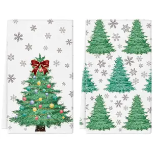Christmas Kitchen Towels Christmas Tree 16 x 24 Inch Set of 2 Dish Towels Hand Towels for Winter Holiday Home Indoor Bathroom Party Dining Decor Gifts
