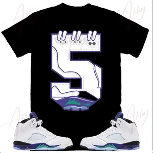 Grape 5s Outfit Shirt – Retro Number 5 Graphic Tee