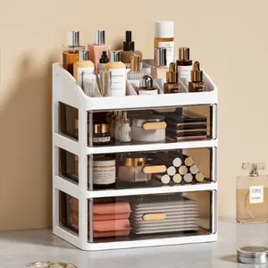 Multi-Layer Cosmetic Storage Box, High Aesthetic, Multi-Purpose, Bathroom Vanity, Desktop Organization, Space-Saving, Lipstick & Skincare Holder
