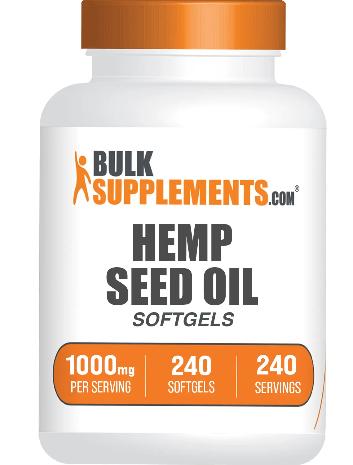BulkSupplements Hemp Seed Oil Softgels - 1000mg per Serving, 240 Count Dietary Capsules for Adults, Unflavored, Sugar-Free, Glycerin-Infused Natural Wellness Boost with Fiber, Healthcare Supplement