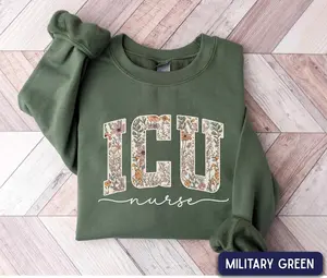 ICU Nurse Sweatshirt / Short Sleeve T-SHIRT , Floral ICU, Intensive Care Unit Nurse Appreciation Gift, RN, icu Nurse Shirt, Nursing Week Gift