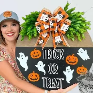 Comfort Colors Halloween Ghost Door Wreath | Front Door Decor | Trick or Treat Sign | Halloween Door Hanger