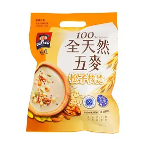 QUAKER 100% Natural Five-Grain Oatmeal with Pine Nuts & Walnuts - 10 Individual Packs (270g) - Taiwan Edition, Instant Breakfast Cereal