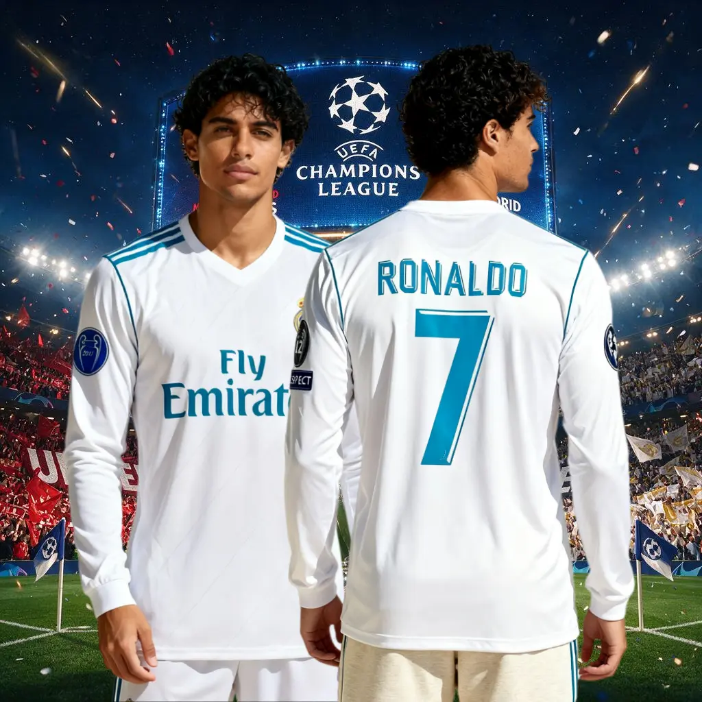 1718 Home White CR# 7 Long Sleeve Soccer Jersey