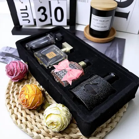【Hicold】30mix1/25mbx3 APcs Women's Perfume Highend Gift Box, The Story of Flowers, DouyinWomen's Perfume Gift Box Set, Black OpiumFragrance Four-piece Set Pink Pepper, OrangeBlossom, Pear, Coffee, Jasmine, Almond,Licorice Vanilla,Patchouli, Cedar, Pep