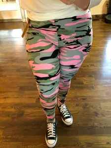 Pink and Black Camo Print Brushed Leggings