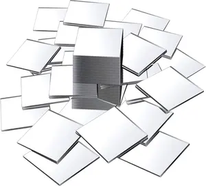 50 Pieces Mini Size Square Mirror Adhesive Small Square Mirror Craft Mirror Tiles for Crafts and DIY Projects Supplies Home Decoration (1 x 1 Inch)