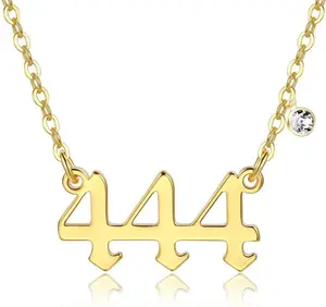 Angel Number Necklace 111 222 333 444 555 666 777 888 999 Necklace with Cubic Zircon Lucky Number Pendant Choker Numerology Jewelry Birthday Gift
