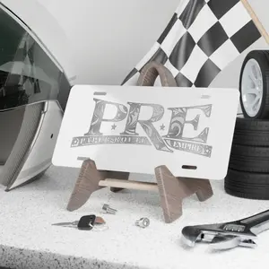 PRE Paper Route Empire Printed Decorative License Plate -Scroll Pattern White Aluminum Car Tag 12x6 Pre-Drilled Hip Hop Merch
