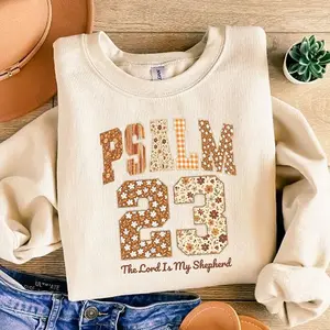 Psalm 23 Sweatshirt, The Lord Is My Shepherd Crewneck Sweatshirt, Retro Christian Fall Sweatshirt, Bible Verse Faith Sweater, Inspirational Autumn Gift