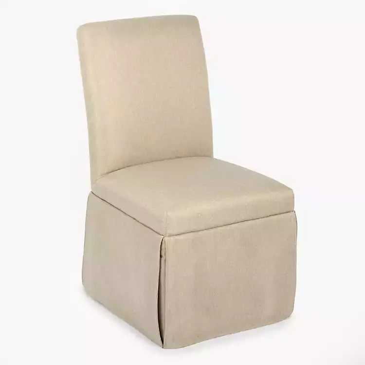 Cream Skirted Dining Chair with Castors