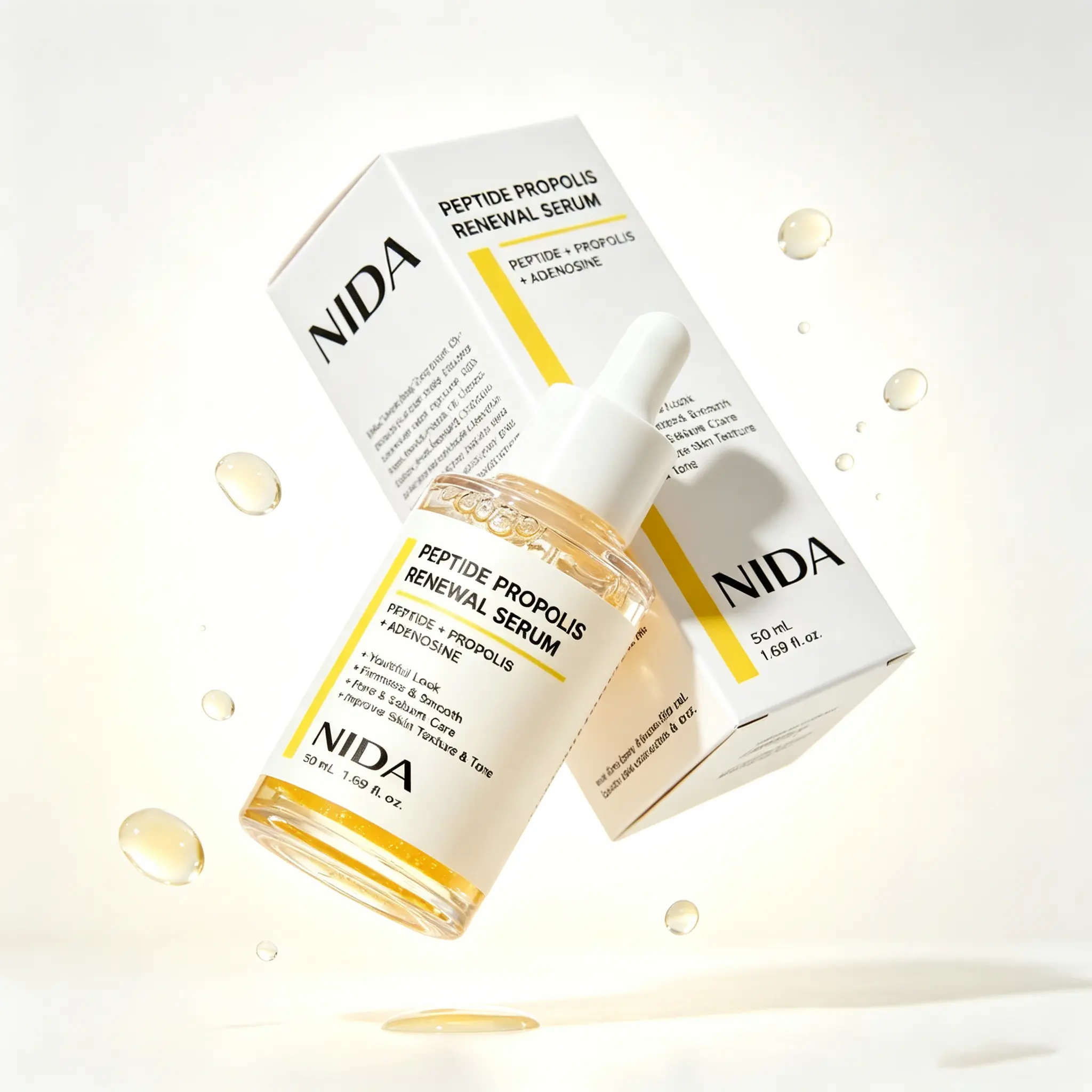 NIDA Peptide Propolis Renewal Serum - Peptide Complex, Propolis Extract, Adenosine - Youthful Appearance, Wrinkle & Fine Line Reduction, Pore & Sebum Control - 1.69 fl.oz