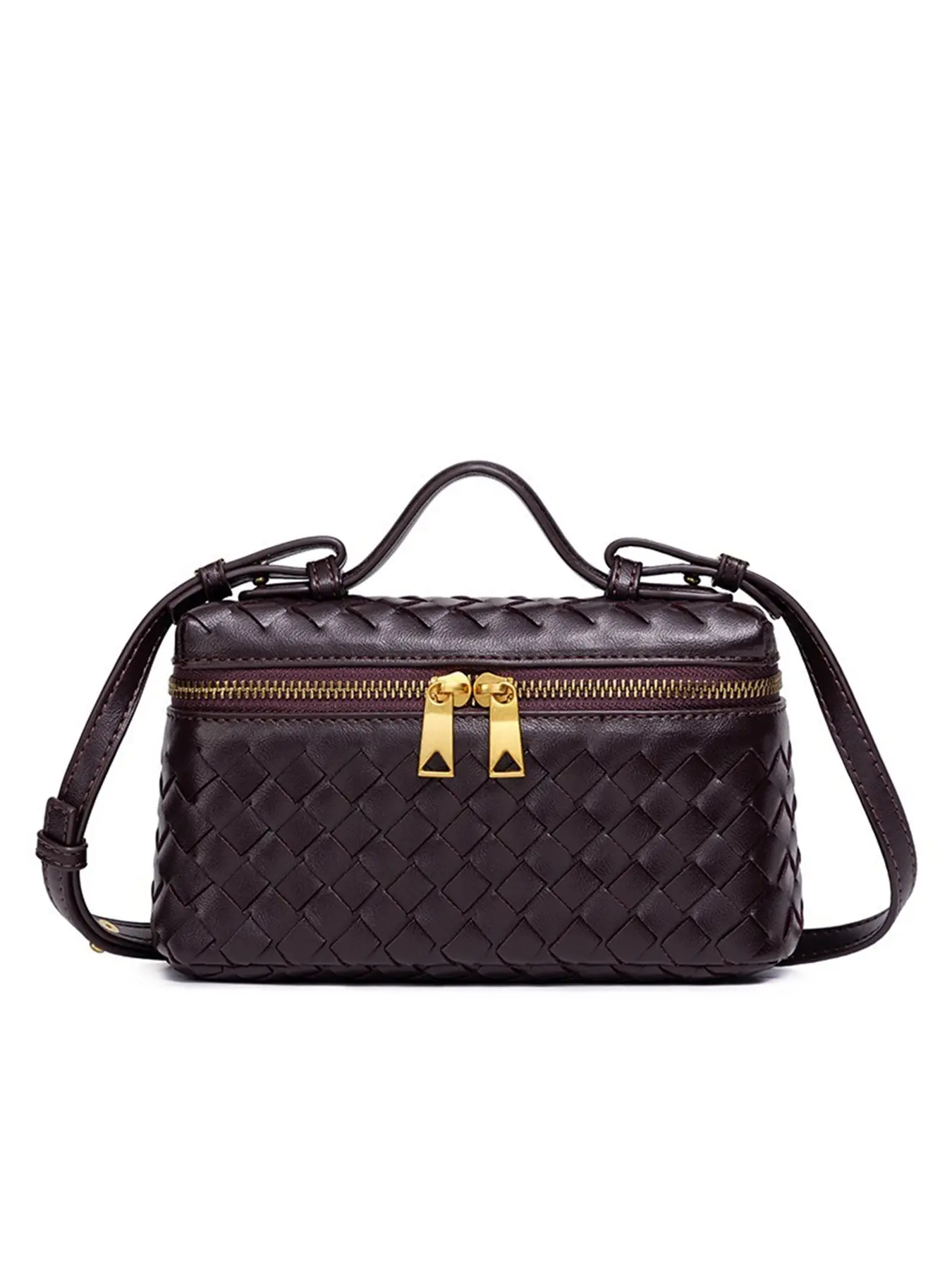Fashionable Handwoven Lunch Box Bag, Zipper Lunch Bag, Single Shoulder Crossbody Bag, Trendy Messenger Bag, Stylish Daily Use Accessory, Handheld