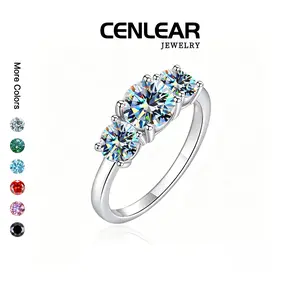 CENLEAR 2CT/4CT Three Stone Moissanite Engagement Ring for Women, Emerald Cut Green Faux Diamond Promise Ring, Luxury Women's Jewelry Gift