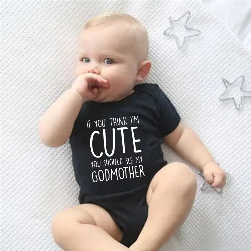 Unisex Baby Bodysuit, Fitted 100% Cotton Short Sleeve Onesie with Funny Quote Graphic and Snap Buttons for Newborns, Rompers, Envelope Neck, Printed Text, Soft Cotton, Slight Stretch
