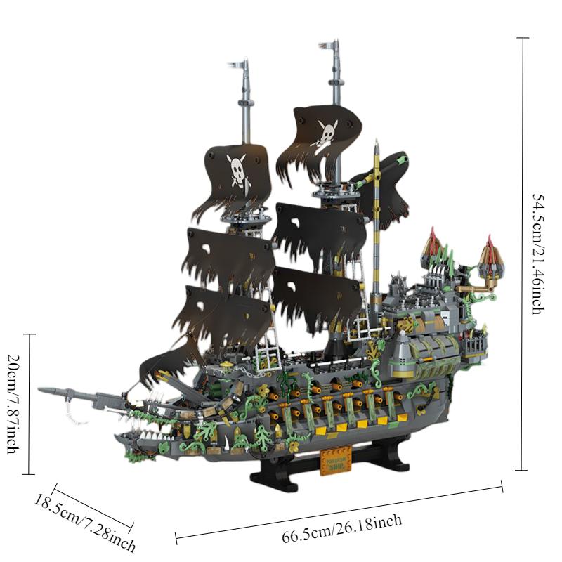 2434pcs Unique Plastic Pirate Ship Building Blocks Set - Nautical Sailboat Model Building Kits, Do It Yourself Open Ended Play Toy for 12+ Movie Lovers, Collectible Christmas/Birthday Gift & Home Decor