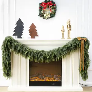 6 Ft  180Leaves Christmas Cedar Garland, Realistic Faux Pine Garlands, Artificial Firework Decoration Greenery Garland for Winter Home Decoration