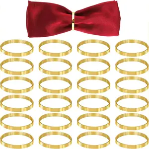 12pcs/24pcs Simple Round Napkin Rings, Desktop Decoration Holder, Hotel Restaurant Table Decor Circle, Birthday Wedding Party Supplies