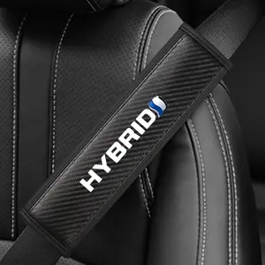 Toyota Hybrid Seat Belt Shoulder Cover, PU Leather & Carbon Fiber Stripe, Enhances Driving Comfort, Available in 1pc/2pcs