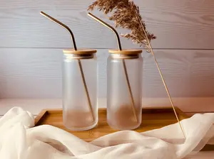 Set of 2 Custom 20oz Frosted Glass Tumblers, Designed Live