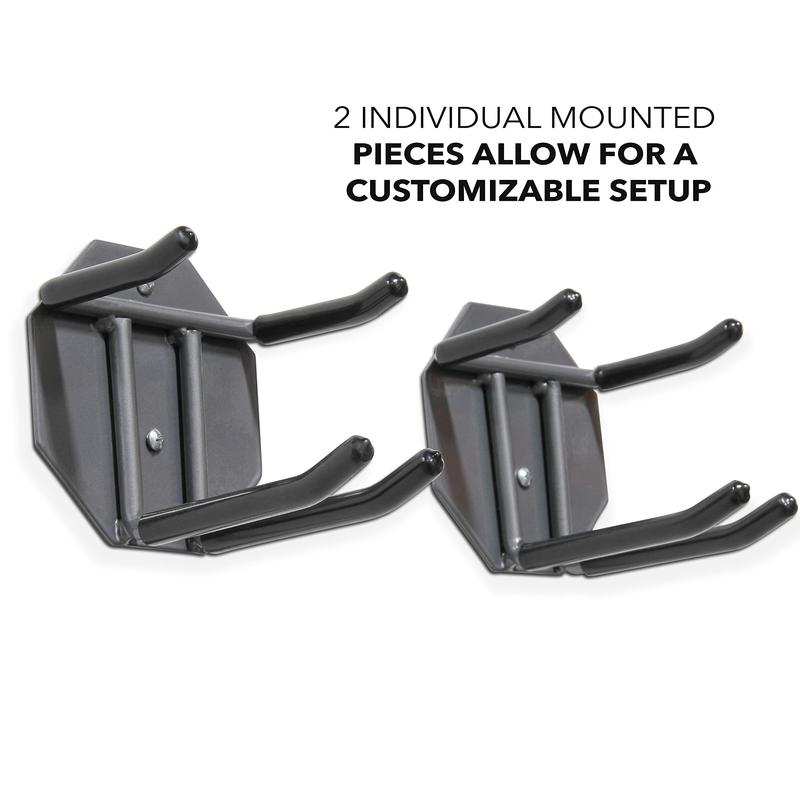 RaxGo Wall Mounted Ski Rack, Holds 2 Pairs of Skis & Skiing Poles or Snowboard, Set of 2 Hooks