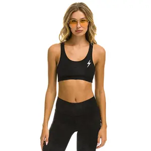 BOLT EMBROIDERY SPORTS BRA - CHARCOAL