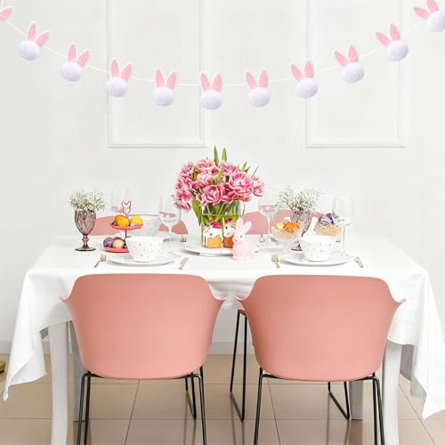 Easter Bunny Garland Wood Beads Banner Rustic Rabbits Hanging Garland with Beads, Bunny Eggs with Bow Door Wreath Garland for Mantle Fireplace Shelf Wall Doorway Display, Spring Home Decor, Easter Decor 2026 Easy Hang Indoor Outdoor Party Supplies & Gifts